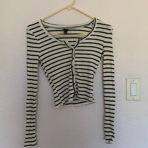 Wild Fable green and cream striped long sleeve